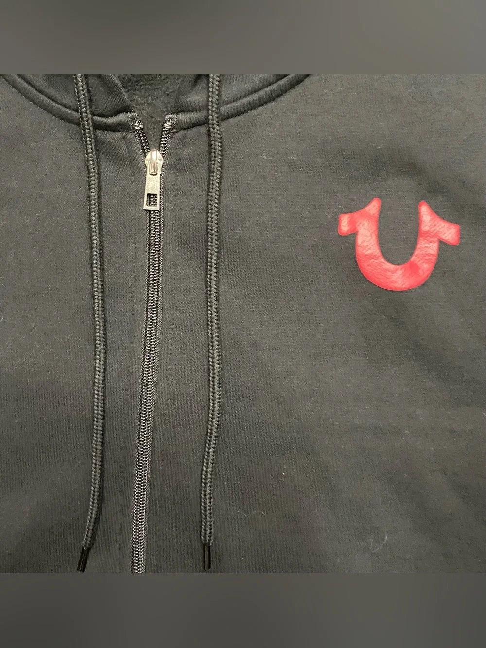 True Religion Black Overlap Buddha Guitar Horseshoe Logo Hoodie Sweatshirt XL